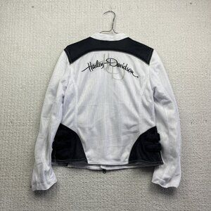 Y2K Harley Davidson Women's S Mesh White /  Black Riding Jacket Biker Racing